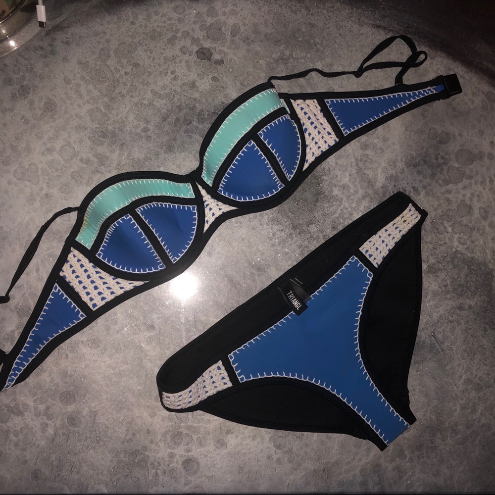 Royal blue and aqua Triangl balconette bikini